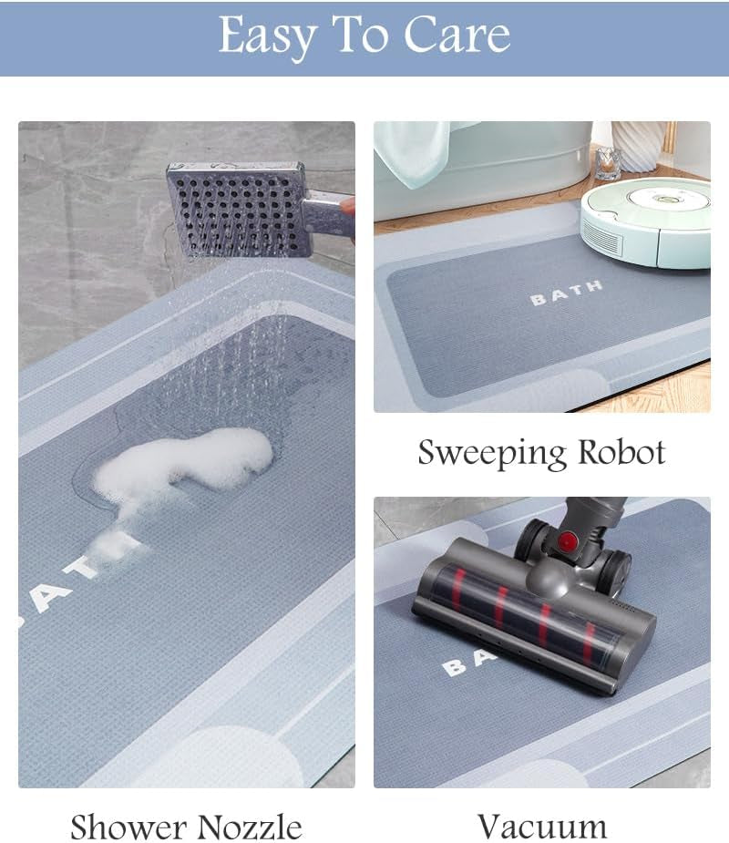 -Bath Mat-Bath Rug Non Slip Super Absorbent Stain Resistant Quick Dry Thin Bathroom Rug-Bath Mats for Bathroom Floor Bathtub Vanity-Bathmat Bath Rug Easy Care 17"X27" Blue