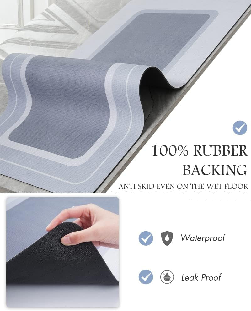 -Bath Mat-Bath Rug Non Slip Super Absorbent Stain Resistant Quick Dry Thin Bathroom Rug-Bath Mats for Bathroom Floor Bathtub Vanity-Bathmat Bath Rug Easy Care 17"X27" Blue