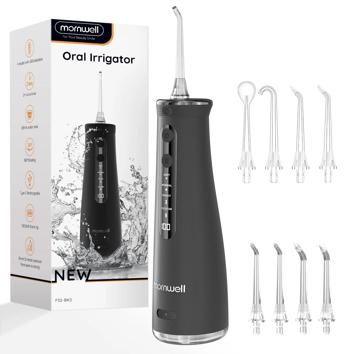 F32 Water Floss Oral Teeth Whitening Home Appliance Sonic Water Flosser 260ML Tank Teeth Cleaner Oral Water Jet