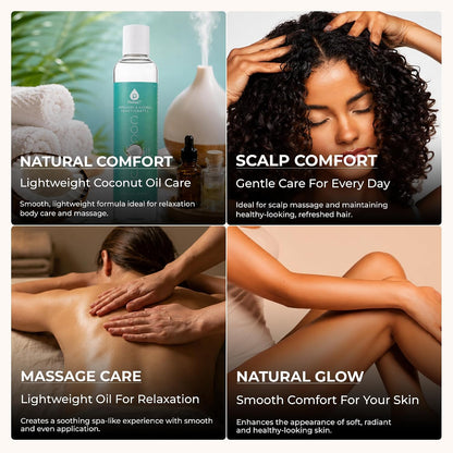 Pure Unscented Fractionated Coconut Oil - 8 Oz Multipurpose Oil for Skin, Hair, Body Massage & Makeup Removal - Carrier Oil for Essential Oils and Aromatherapy