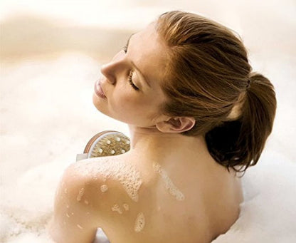 Body Brush with Solid Wood Handle, Wet and Dry Bath Brush for Body Cleansing,
